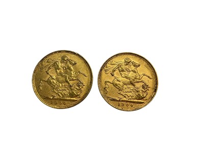Lot 505 - G.B. - Gold Sovereigns Victoria OH 1900 x 2 GF-AVF (2 coins)