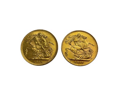 Lot 516 - G.B. - Gold Sovereigns George V 1914S & 1917M AEF-EF (2 coins)