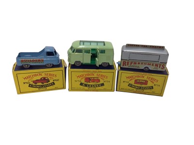 Lot 1953 - Matchbox Series 1-75 A Moko Lesney No.s 60,34,6,74,51 & 27, plus reproductions, Corgi Cameo vehicles and loose Matchbox (1 box)