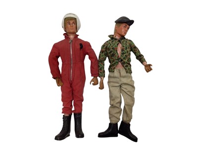 Lot 1960 - Vintage Action Man with eagle eyes, flock hair & gripping hands, with Cherllea Armoured Car and accessories (1 box)
