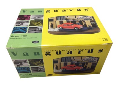 Lot 1962 - Vanguards Scale 1:43 diecast Limited Edition Rover 100 + Earls Court Diorama and three other cars, all boxed (4)