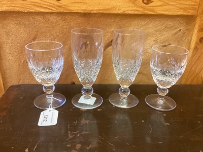 Lot 1212 - Four Waterford Colleen pattern glasses together with two Waterford crystal vases and a Waterford water carafe