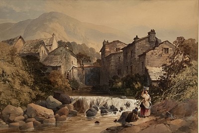 Lot 277 - James Burrell Smith (1822-1897) watercolour - Ambleside Mill, Cumbria, signed and dated 1860, 47cm x 68cm, in glazed gilt frame