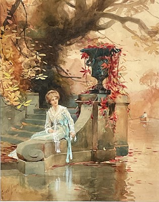 Lot 96 - Ernest Linzell (early 20th century) watercolour - Lovers Tiff, signed, 25 x 19cm, glazed frame