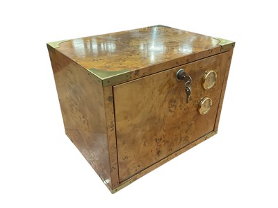 Lot 2441 - Large birds-eye maple humidor and various contents