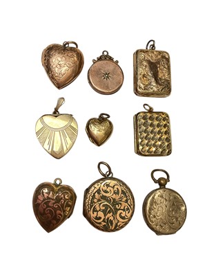 Lot 177 - Nine antique and later lockets to include six 9ct gold (back and front) and three gilt metal