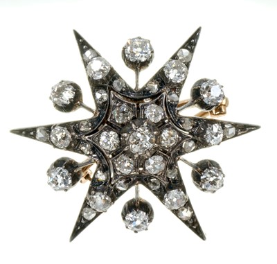 Lot 618 - Victorian diamond star pendant/brooch