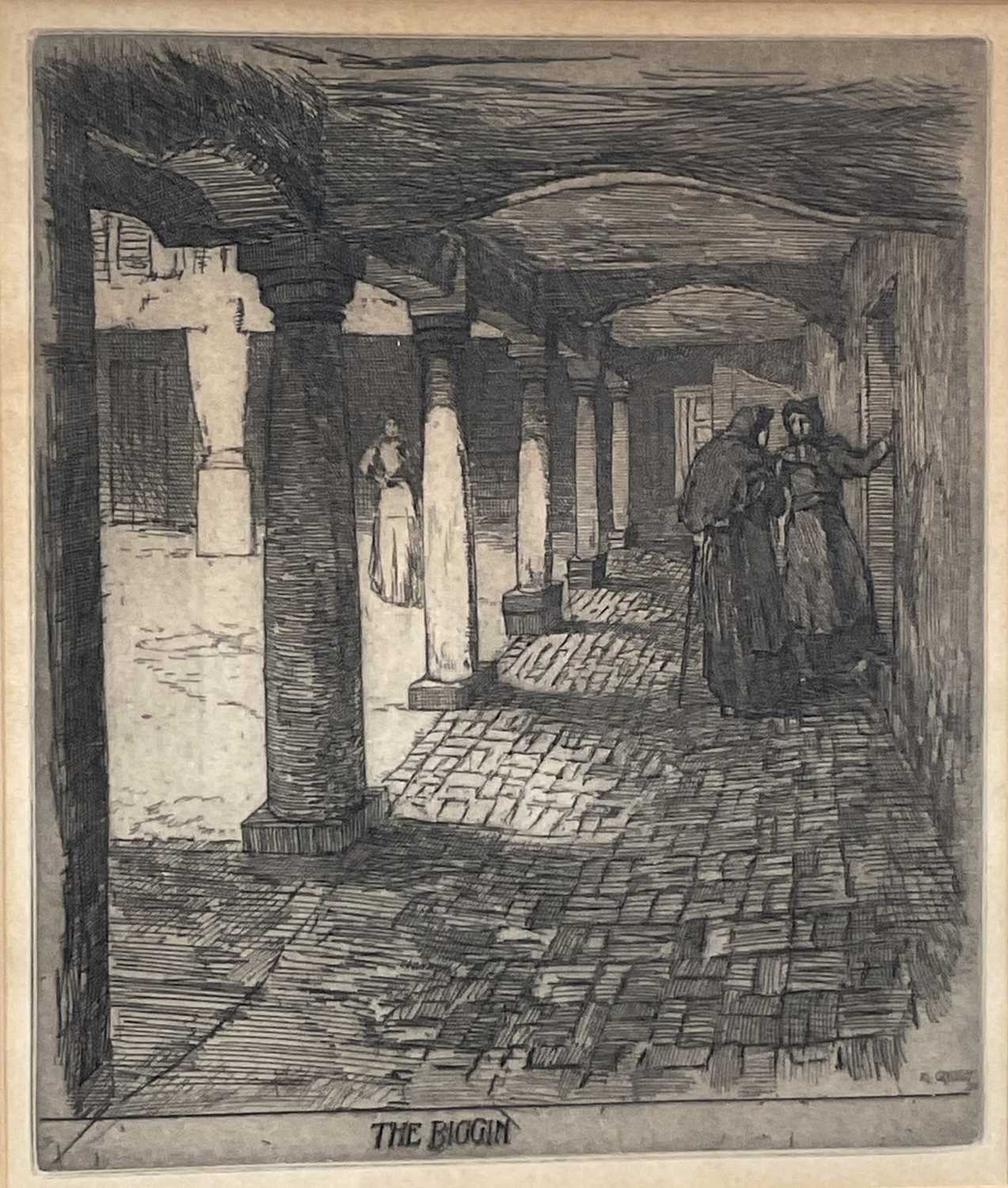 Lot 104 - Frederick Landseer Griggs (1876-1938) etching - The Biggin, signed in the plate and dated (18) 98, plate size 17.5 x 14.9cm
