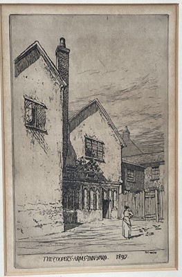 Lot 103 - Frederick Landseer Griggs (1876-1938) etching - The Coopers Arms Inn Yard 1897, signed in the plate and dated 1897, plate size 12.1 x 19.5cm