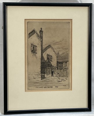 Lot 103 - Frederick Landseer Griggs (1876-1938) etching - The Coopers Arms Inn Yard 1897, signed in the plate and dated 1897, plate size 12.1 x 19.5cm