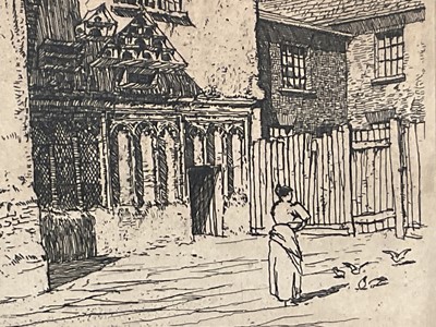 Lot 103 - Frederick Landseer Griggs (1876-1938) etching - The Coopers Arms Inn Yard 1897, signed in the plate and dated 1897, plate size 12.1 x 19.5cm