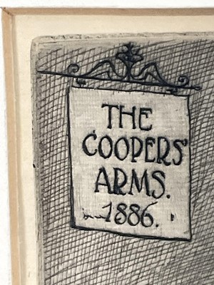 Lot 102 - Frederick Landseer Griggs (1876-1938) etching - The Coopers Arms 1886, signed in the plate, plate size 14.7 x 19.8cm