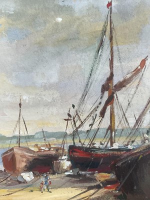 Lot 110 - Phyllis Morgans (1911-2001) oil - Anchorage on the Orwell, signed, 1971, 23cm x 34cm, in glazed frame