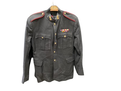 Lot 759 - 1950's Royal Artillery No. 1 Blue Dress Jacket (dated 1952) with mounted metal ribbons and badges together with trousers and hat.