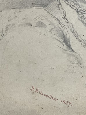 Lot 106 - P. R. Lowther, pencil and watercolour - Head of a Young Man, signed and dated 1837. 21cm x 17cm