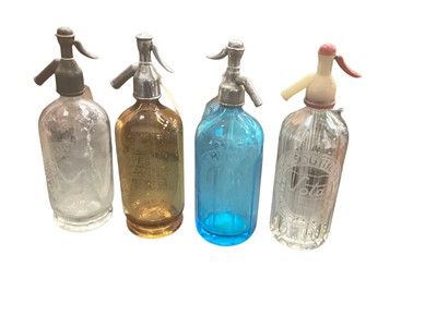 Lot 2440 - Four vintage soda siphons, including Schweppes, Wright's, Wards and Southern
