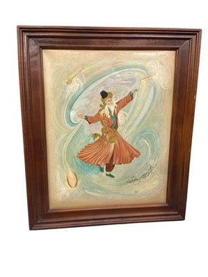 Lot 962 - Iranian School oil on leather, wiseman