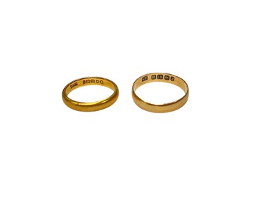 Lot 157 - 22ct gold wedding ring and an 18ct gold wedding ring