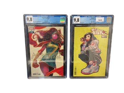 Lot 1625 - CGC universal graded 9.8 Marvel comics Ms. Marvel #31 (Variant edition) together with CGC universal graded 9.8 Marvel comics Silk #2 (Variant edition)