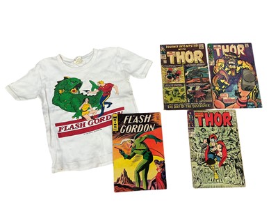 Lot 1633 - Marvel Comics 1968 The Mighty Thor (first appearance of Mangog) together with The Mighty Thor #119 and #155 to also include 1967 King Comics Flash Gordon #10 with T-shirt.