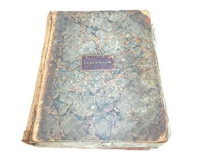 Lot 1485 - Victorian scrapbook including black and white and coloured engravings, political, cartoons, cuttings, verses, handwritten poems and verses, letters etc.