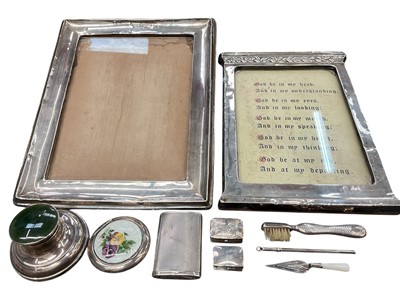 Lot 234 - Group of silver items including inkwell, vesta, compact, two stamp boxes and other small items.