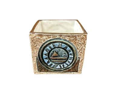 Lot 1218 - Troika pottery vase of square form with abstract decoration, signed on base, 8.5cm high
