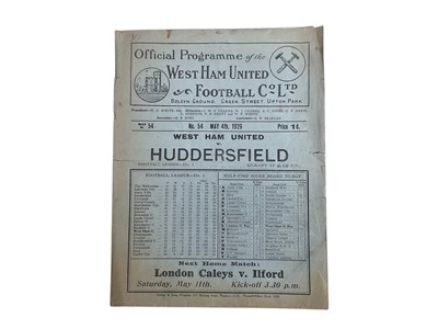 Lot 1556 - Football programmes 1929 West Ham United v Huddersfield May 4th 1929 (rare) (1)