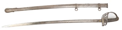 Lot 898 - Victorian 1854 Pattern Rifle Officer's sword with regulation steel Gothic hilt with crowned bugle badge, etched fullered blade with crowned VR cypher and 'Royal Rifles'