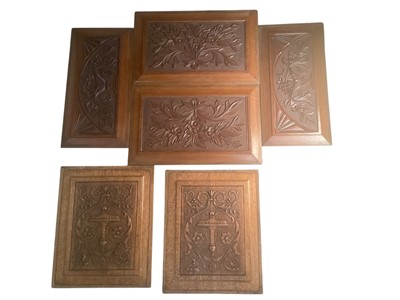 Lot 2470 - 6x Victorian carved wooden panels (4xwalnut, 2x oak)