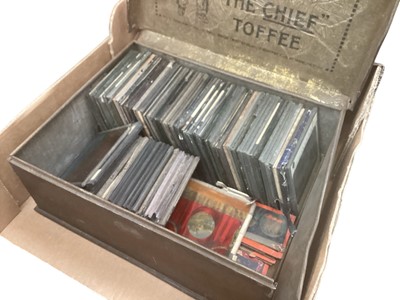 Lot 2442 - Box containing tin of various lantern slides along with 5 mahogany framed lantern slides