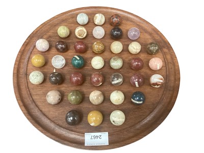 Lot 2467 - Large solitaire board with collection of specimen marbles eg amethyst, rose quartz etc