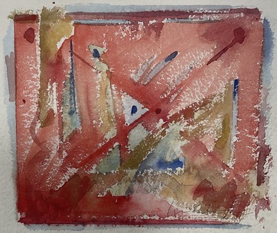 Lot 63 - Peter Partington watercolour - Abstract, signed, 20cm x 25cm, in glazed frame