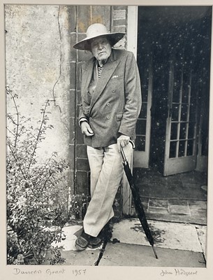 Lot 11 - John Hedgecoe (b. 1934) photographic portrait of Duncan Grant 1957, inscribed, signed and dated 1957, 36 x 28cm, glazed frame