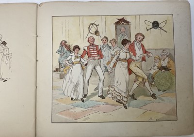 Lot 14 - Attributed to Randolph Caldecott (1846-1886) ink and watercolour illustration from 'The Fox jumps over the Parson's Gate, initialled, in glazed frame, 11.5cm x 17cm, together with a copy of the...