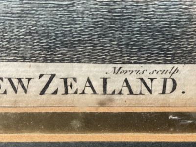 Lot 60 - 18th century hand coloured engraving - 'A Fortified town called Ahippah,.. Tolaga,.. New Zealand', pub. London, possibly 1785, by Alexander Hogg, 33cm x 22cm, in glazed frame