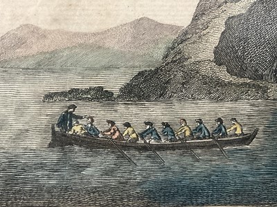 Lot 60 - 18th century hand coloured engraving - 'A Fortified town called Ahippah,.. Tolaga,.. New Zealand', pub. London, possibly 1785, by Alexander Hogg, 33cm x 22cm, in glazed frame