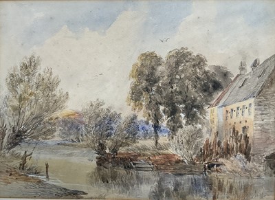 Lot 57 - George Arthur Fripp (1813-1896), watercolour, Fishing near Streatley, signed, 25cm x 35cm, in gilt frame