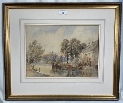 Lot 57 - George Arthur Fripp (1813-1896), watercolour, Fishing near Streatley, signed, 25cm x 35cm, in gilt frame