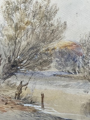 Lot 57 - George Arthur Fripp (1813-1896), watercolour, Fishing near Streatley, signed, 25cm x 35cm, in gilt frame