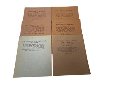 Lot 736 - First World War Memorial Register 6, The Lone Pine Memorial Gallipoli, 4 alphabetical volumes of Australian and New Zealand casualties, together with Memorial Register 5, The Chunuk Bair Memoria...