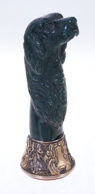 Lot 619 - Good quality 19th century desk seal with an intaglio carved carnelian depicting an antelope in yellow metal mount and a carved bloodstone handle in the form of a spaniel