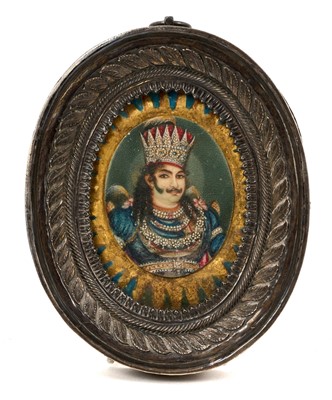 Lot 961 - 19th century Indian portrait miniature on ivory of a king, possibly Wajid Ali Shah