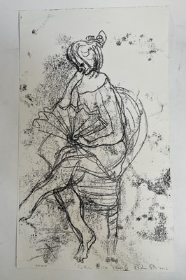 Lot 392 - Annelise Firth (b.1961) folio of monoprints and etchings to include Girl with Fan and similar works, all signed and dated. (17)