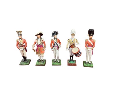 Lot 1222 - Five continental porcelain military figures including three Sitzendorf