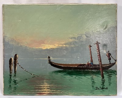 Lot 51 - Continental School, 20th century oil on canvas, Gondoliers, Venice, signed lower right, 41x33cm