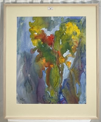 Lot 46 - Annelise Firth watercolour - abstract, signed and dated 2020, 49.5cm x 61cm, in glazed frame.