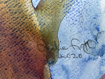 Lot 46 - Annelise Firth watercolour - abstract, signed and dated 2020, 49.5cm x 61cm, in glazed frame.