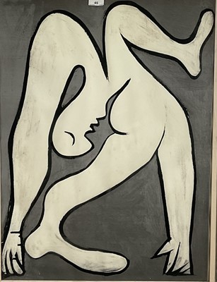 Lot 45 - English School, lithographic print, Acrobat, unsigned, 77 x 56cm, glazed frame