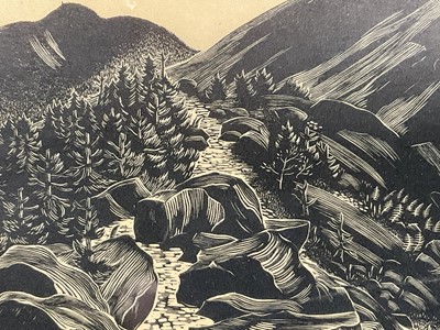 Lot 44 - Herbert Ogden Waters 1903-1996), wood engraving, Mt. Liberty, The Summit, signed and inscribed numbered from an edition of 75, 16 x 35cm, glazed frame